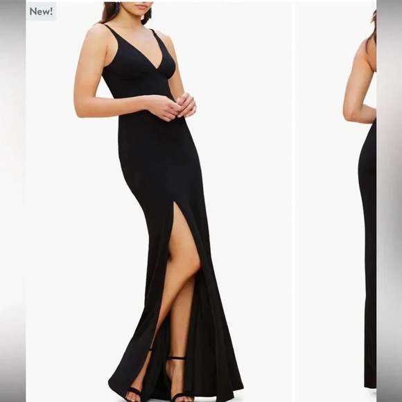 NWT!! Dress The Population - Iris Slit Crepe Gown - Black - Size Small - Picture 1 of 15